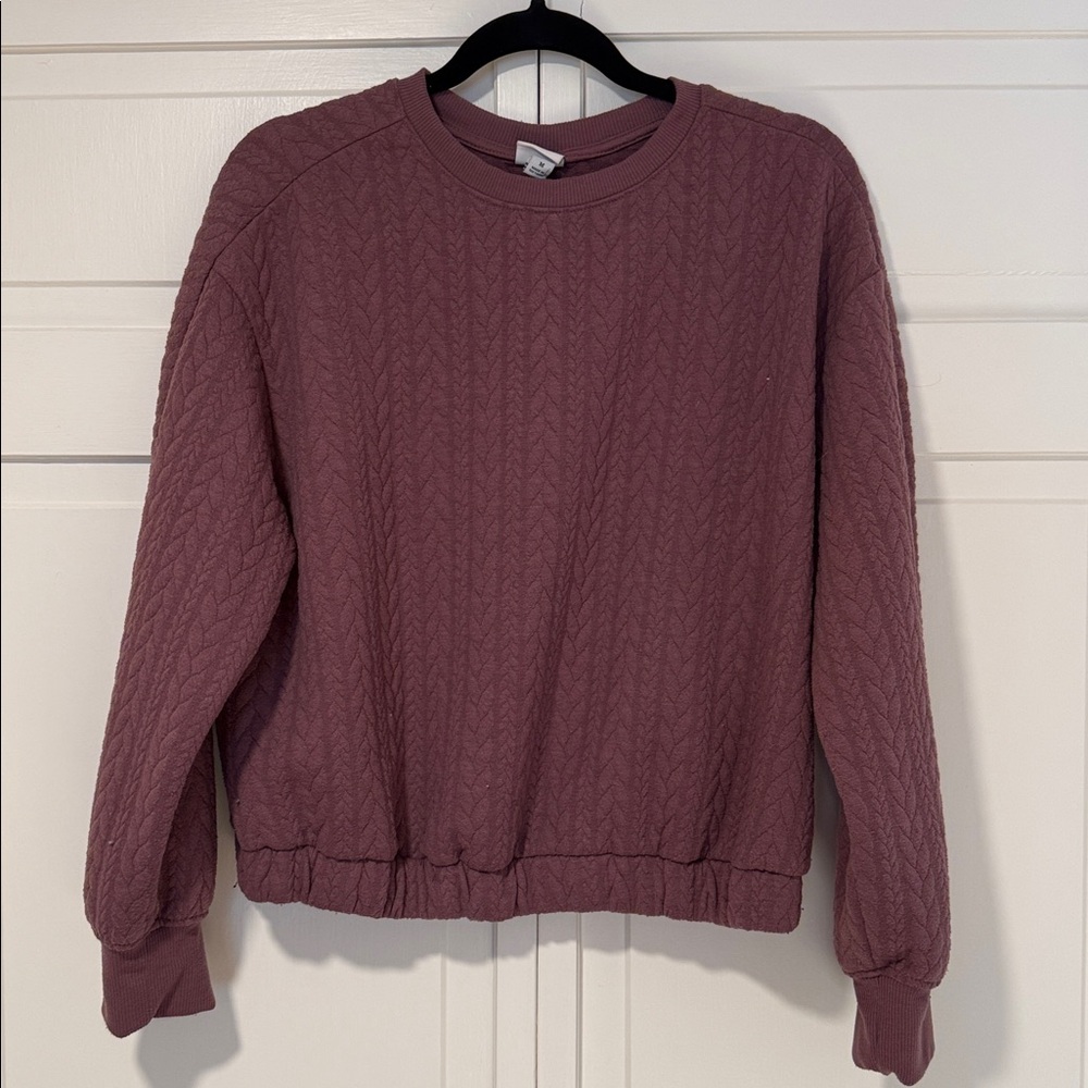 A New Day Mauve Quilted Sweatshirt with Elastic bottom